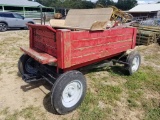 9' RED 4 WHEEL WAGON WITH RUBBER TIRES AND SINGLE SEAT
