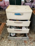 4 DRAWER STORAGE CONTAINER WITH MISC. TOOLS AND ITEMS
