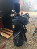 CLEVELAND GOLF BAG WITH TAYLOR MADE & CALLAWAY GOLF CLUBS
