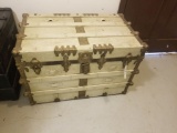ANTIQUE WHITE 75-100 YEAR OLD TRUNK