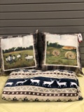 2 Pillows and fleece throw- deer Brand New from Tractor Supply! All funds f