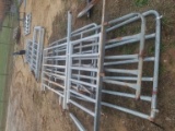 USED GATE PILE, 4' GATE (1), 14' GATE (1), 12' GATE (1), AND 12' PANEL WITH
