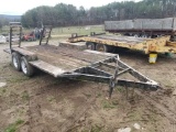 14' BUMPER PULL TANDEM AXLE TRAILER WITH MANUAL RAMPS,  NO TITLE
