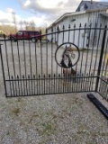 UNUSED 16' BI PARTING WROUGHT IRON ENTRANCE GATES WITH HORSE DESIGN (8' EAC