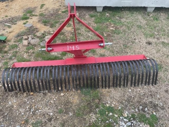 UNUSED RED 7' TRI ROCK RAKE