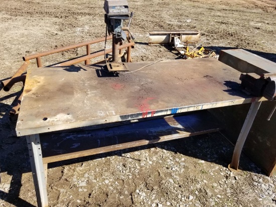 6'X34" WORK TABLE WITH VISE & DRILL
