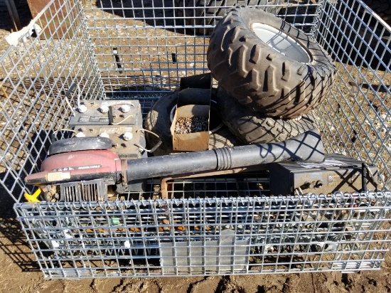 METAL CRATE WITH MISC. THINGS
