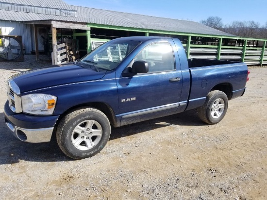 2008 DODGE 1500 TRUCK, MILES SHOWING: 201,406, 4.7 V8, 5.7 AUTOMATIC TRANS,