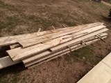 STACK OF 12' OAK LUMBER,  APPROX 17 PIECES, DIFFERENT LENGTHS/WIDTHS