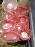 PINK GLASSWARE ( BUTTER DISH, BOWL ECT.), ITEM FROM POWELL ESTATE-SELLS ABS