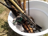 TUB OF FISHING RODS , ITEM FROM POWELL ESTATE-SELLS ABSOLUTE