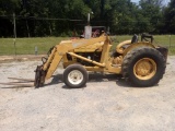 FORD INDUSTRIAL TRACTOR WITH FORD FRONT END LOADER & PALLET FORKS, HAS REAR