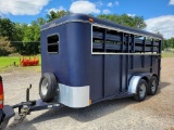 2013 ADAMS 16' STOCK TRAILER, BUMPER PULL, WITH GATE, TANDEM AXLE, SLIDE OR