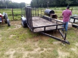 16' BUMPER PULL FLATBED TRAILER, WITH SIDE RAMP AND TAILGATE RAMP, TANDEM A