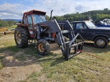 HESTIN 95 CAB TRACTOR WITH FRONT END LOADER WITH BUCKET AND HAY SPEAR, BUHL