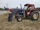HESSTON 95 CAB TRACTOR WITH FRONT END LOADER WITH BUCKET AND HAY SPEAR, BUHL