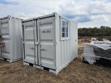 8'X7'X7' UNUSED OFFICE SHIPPING CONTAINER, HAS A SIDE DOOR AND WINDOW, SELL