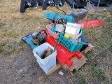 PALLET OF TOOLS: CHAINSAW, TOOLBOXES, AND MORE