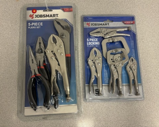 Two 5 piece sets of pliers and clamps. These new items are donated by Tract