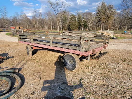 14' PULL BEHIND WAGON WITH WOOD BED, 7' WIDE RICHARDSON ESTATE-SELLS ABSOLU