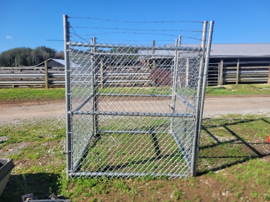 6'X7' HEAVY DUTY CHAIN LINK PANELS WITH BARB WIRE AT THE TOP