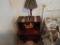 WOODEN NIGHTSTAND: INCLUDES ITEMS ON TOP
