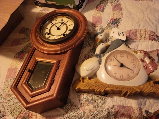 DUCK CLOCK AND WOODEN CLOCK