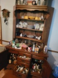WOODEN CHINA CABINET: INCLUDES EVERYTHING IN THE DRAWERS