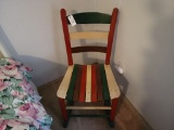 MULTI-COLORED WOODEN ROCKING CHAIR