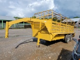 16 FT X 7FT WIDE GOOSENECK STOCK TRAILER, NO TITLE, TANDEM AXLE, 1 CUT GATE