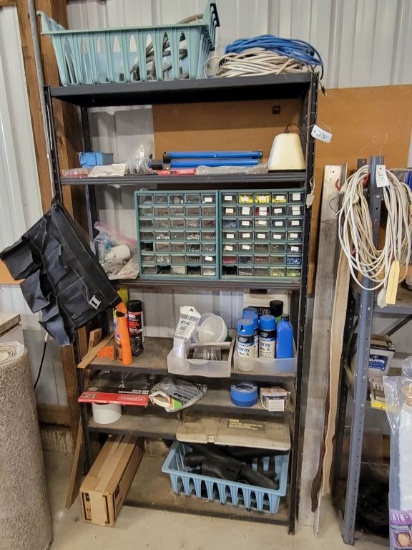 6 LEVEL METAL SHELF WITH CONTENTS