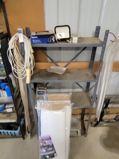 4 LEVEL METAL SHELF WITH CONTENTS