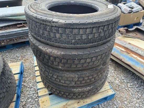 (4) 11R 24.5 TRUCK TIRES CONTINENTAL