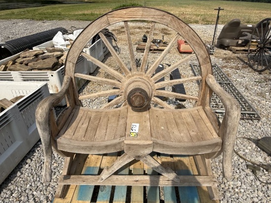 DOUBLE SEAT LOVE SEAT CHAIR, WAGON WHEEL DESIGN
