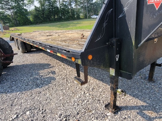 30' , 5FT DOVE, PJ FLATBED TRAILER, DUAL WHEEL TANDEM AXLE, W/ POP UP MEGA