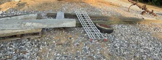 6X6 WOOD POSTS (2), CONCRETE LINTELS