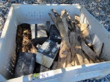 CRATE WITH BATTERIES & MISC WOOD