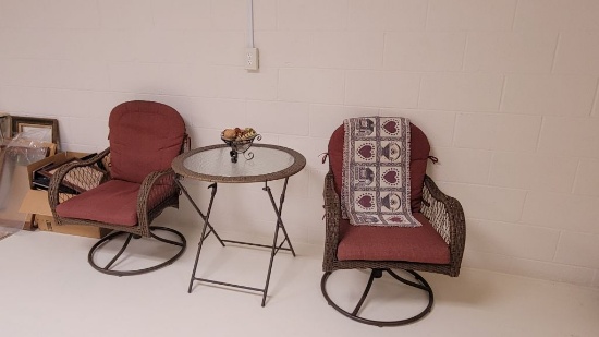 WICKER TABLE AND 2 CHAIR SET