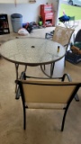 OUTDOOR GLASS TOP TABLE AND (2) MATCHING CHAIRS