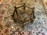 WICKER WOOD CIRCULAR GLASS TOP TABLE