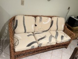 3 SEAT WOODEN WICKER COUCH