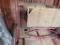 4 WHEEL HORSE CARRIAGE BLACK BODY WICKER SEAT, RED WHEELS, RED FRAME CUSHIO