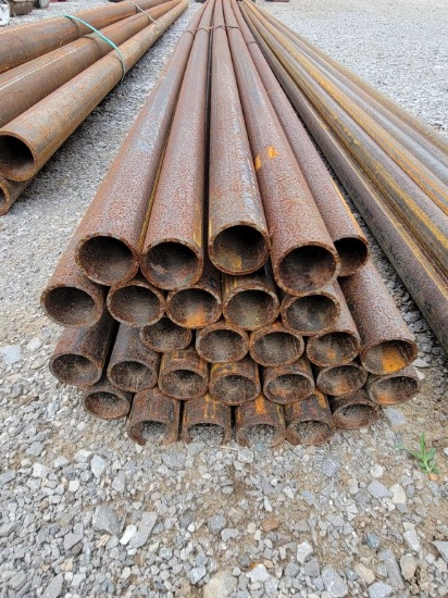 LOT OF 2" ROUND TUBING, APPROX 24FT LONG, APPROX 20 PIECES