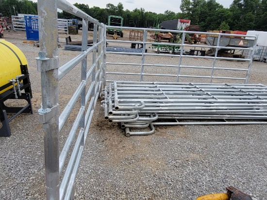 12' GALV HEAVY DUTY CORRAL PANELS SET OF 10, 5' TALL, WITH PINS