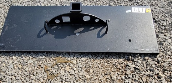 HEAVY DUTY HALF MOON GUSSETED SKID STEER RECIEVER HITCH WITH CHAIN HOOK HOL