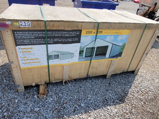 25' X 33' DOUBLE BAY GARAGE METAL SHED MODEL GS25 33 HAS SIDE DOOR W 34.6 S