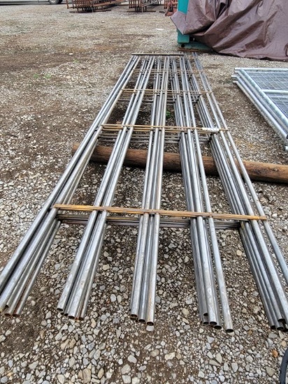 NEW 5 BAR 20' CONTINOUS FENCE PANELS (10), 1 25" PIPE, 14 GUAGE, W/ CONNECT