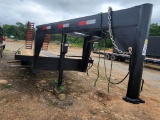 20' GOOSENECK FLATBED TRAILER, NEW FLOOR, TANDEM AXLE, MANUAL RAMPS, NO TIT