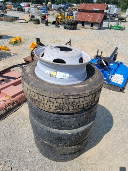WHEELS & TIRES (5) DUALLY WHEELS - CONTINENTAL HSR 225/70/19.5, SELLS ABSOL