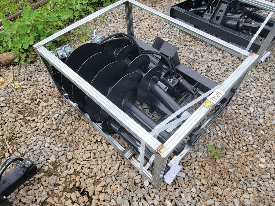 2026 JCT SKID STEER HYDRAULIC AUGER DRIVE & BITS (THREE QUICK ATTACH,10 IN